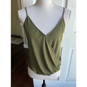 Lush olive green summer spaghetti strap blouse top size XS